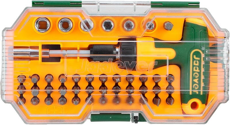Jadever Multi-Bit Screwdriver, 45-Piece T-Handle Ratcheting Screwdriver, Magnetic Bit Includes Slotted/Philips/Hex/Torx/Pozidriv/Square/5-10mm Socket - Image 4
